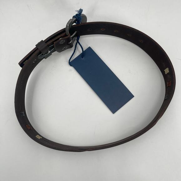 TRUE RELIGION Belt Size 22 NWT Brown Leather Stitch Detail Womens Buckle main image 7